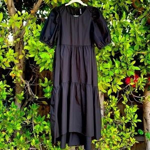 Zara black tiered midi dress